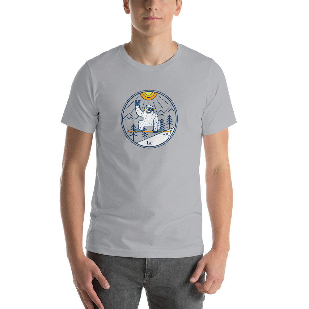 Shred Squatch Yeti T-shirt  (DTG: Delayed Ship)