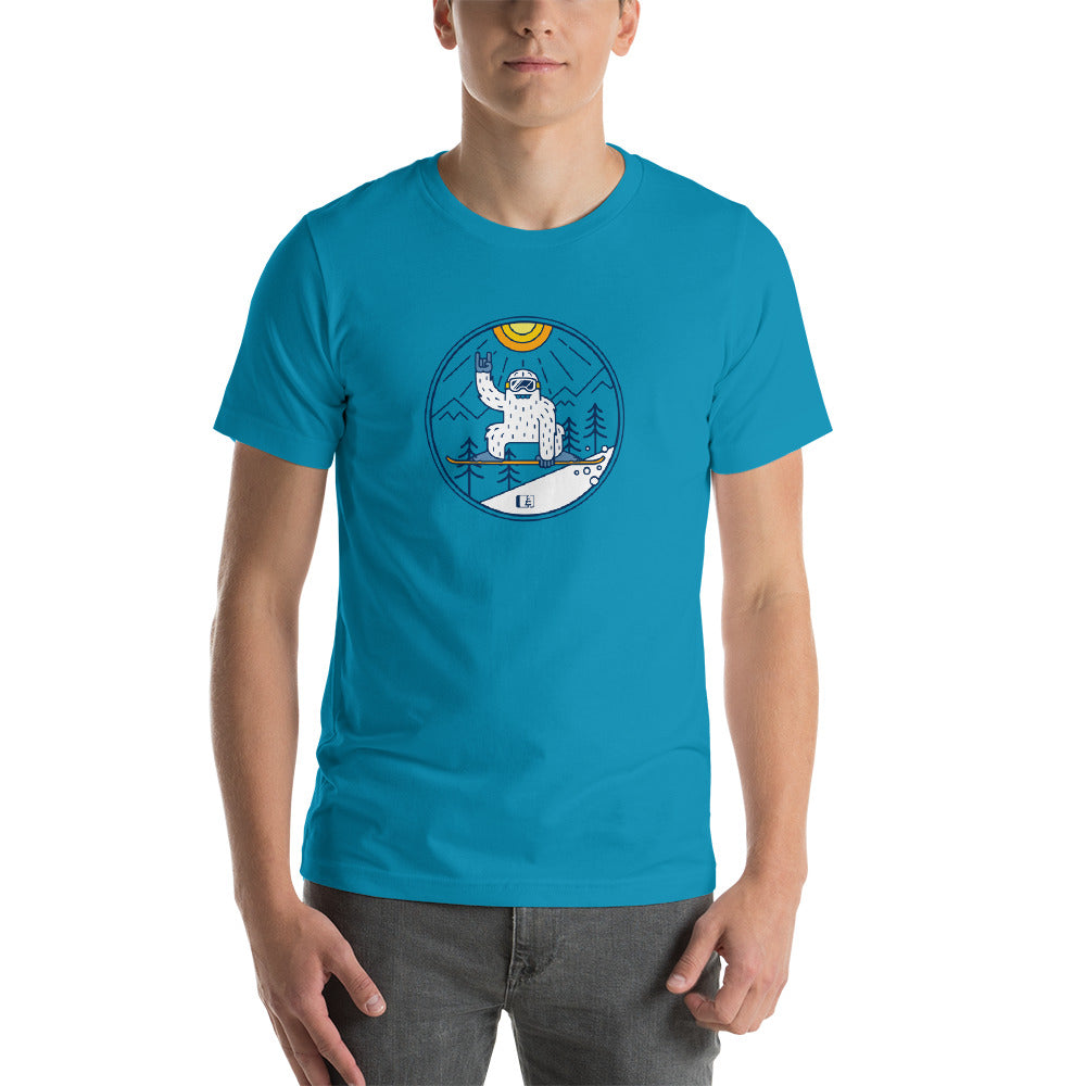 Shred Squatch Yeti T-shirt  (DTG: Delayed Ship)